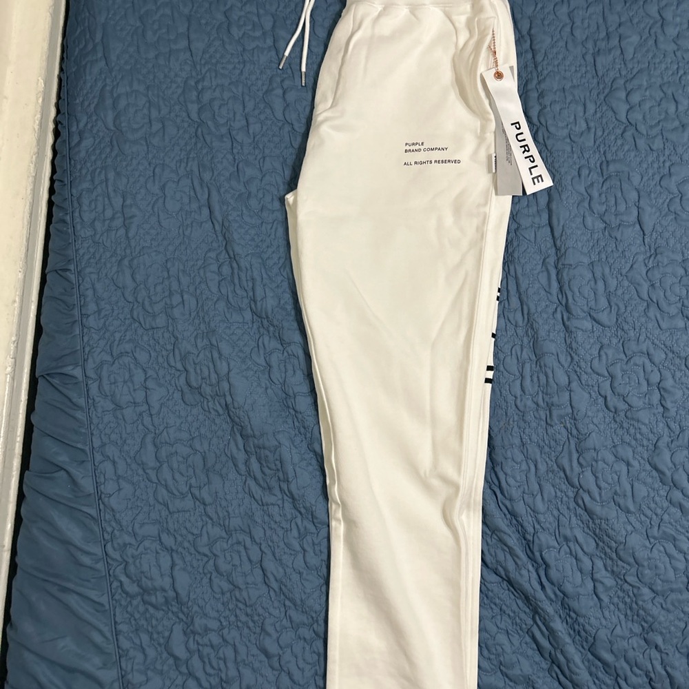 Purple Brand White Sweatpants